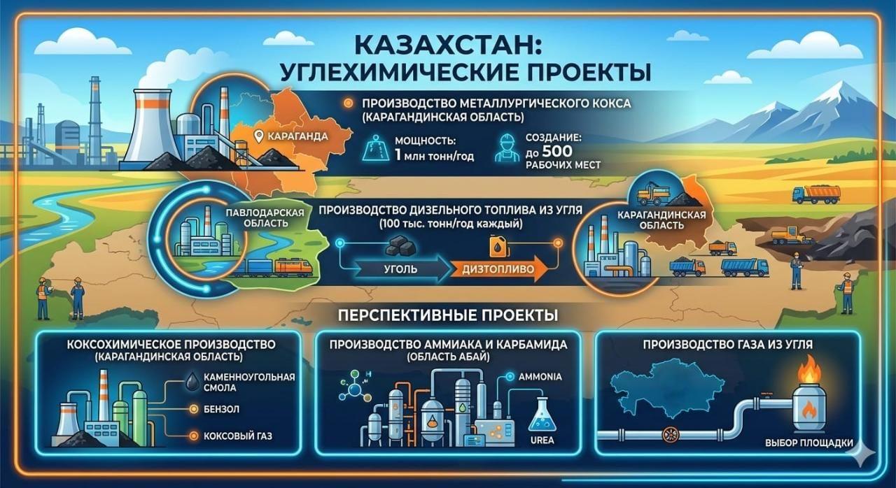 В Казахстане из угля будут производить газ, дизтопливо и кокс